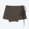 Strappy Mini Wrap Skirt – Dark Mole