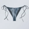Strappy Printed Bikini Bottoms – Striped Dark Blue