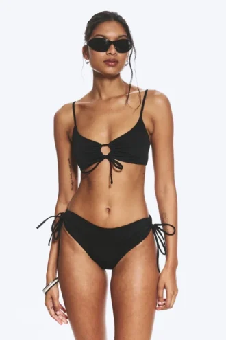 Strappy Side Tie Bikini Bottoms – Black