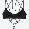 Strappy Tie-Back Bikini Top – Black