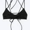 Strappy Tie-Back Bikini Top – Black