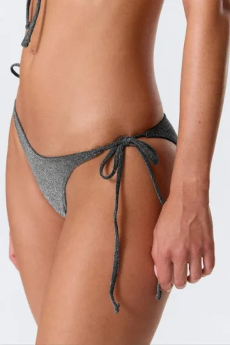 Strappy Tie Bikini Bottoms – Dark Grey – Glitter