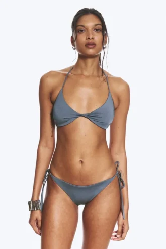 Strappy Tie Bikini Bottoms – Dusty Blue – Shimmer