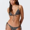 Strappy Tie Bikini Bottoms – Printed Dark Grey