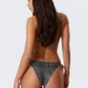 Strappy Tie Bikini Bottoms – Printed Dark Grey
