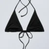 Strappy Triangle Bikini Top – Black