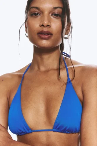 Strappy Triangle Bikini Top – Bright Blue