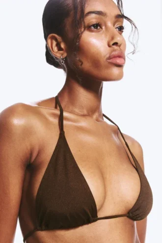 Strappy Triangle Bikini Top – Dark Brown