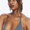 Strappy Triangle Bikini Top – Dusty Medium Blue