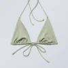 Strappy Triangle Bikini Top – Light Green Shimmer