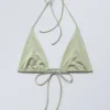 Strappy Triangle Bikini Top – Light Green Shimmer