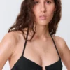 Strappy Wired Halter Bikini Top – Black