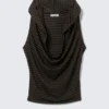 Striped Draped Hooded Top – Striped Dark Khaki Green