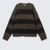 Striped Knitted Distressed Sweater – Brown & Black Stripes