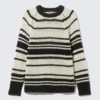 Striped Knitted Raglan-Sleeved Sweater – Striped Beige