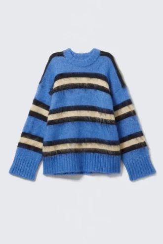 Striped Long-Sleeve Sweater – Striped Blue