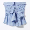 Striped Off-Shoulder Tie Front Shirt Top – Striped Blue & Pink