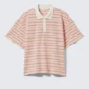 Striped Relaxed Fit Polo Shirt – Striped Pink