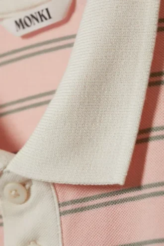 Striped Relaxed Fit Polo Shirt – Striped Pink