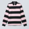 Striped Relaxed Fit Rugby Shirt – Light Pink & Black Stripes