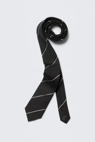 Striped Slim Tie – Striped Black
