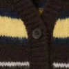 Striped V-Neck Cardigan – Dark Brown & Yellow Stripes