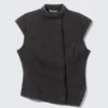 Structured Asymmetric Cotton Top – Black