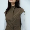 Structured Asymmetric Cotton Top – Dark Mole