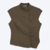 Structured Asymmetric Cotton Top – Dark Mole
