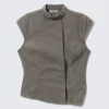 Structured Asymmetric Cotton Top – Grey