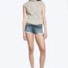 Structured Asymmetric Cotton Top – Light Mole – Camouflage