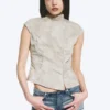 Structured Asymmetric Cotton Top – Light Mole – Camouflage