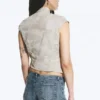 Structured Asymmetric Cotton Top – Light Mole – Camouflage
