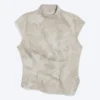 Structured Asymmetric Cotton Top – Light Mole – Camouflage