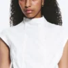 Structured Asymmetric Cotton Top – White