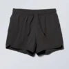 Structured Mid-Thigh Swim Shorts – Black