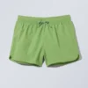 Structured Mid-Thigh Swim Shorts – Bright Green