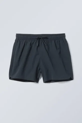Structured Mid-Thigh Swim Shorts – Dark Blue