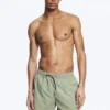 Structured Mid-Thigh Swim Shorts – Light Dusty Khaki Green