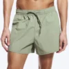 Structured Mid-Thigh Swim Shorts – Light Dusty Khaki Green