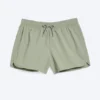Structured Mid-Thigh Swim Shorts – Light Dusty Khaki Green