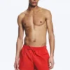 Structured Mid-Thigh Swim Shorts – Red