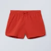 Structured Mid-Thigh Swim Shorts – Red