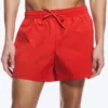 Structured Mid-Thigh Swim Shorts – Red
