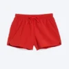 Structured Mid-Thigh Swim Shorts – Red