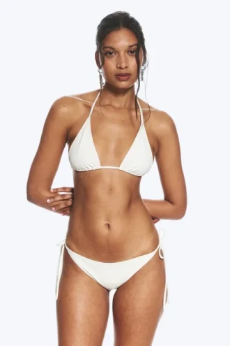 Structured Strappy Tie Bikini Bottoms – Light Beige