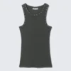Stud Detailed Tank Top – Dark Grey – Studs