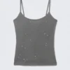 Studded Cotton Singlet – Dark Grey