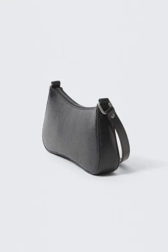 Studded Faux Leather Shoulder Bag – Black