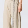 Studded Linen-Blend Choker Necklace – Beige